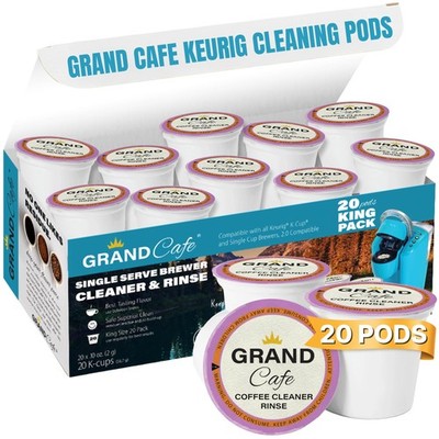 Grand Cafe Keurig Cleaning Pods (20 Pack) - K Cup Cleaner & Rinse Pods for Ke...