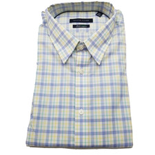 Tommy Hilfiger Men's Slim Fit stretch Long sleeve collared shirt Plaid size 17.5