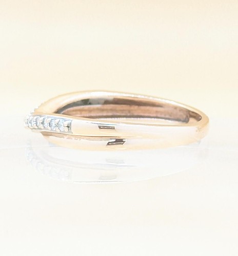14K Solid Rose Gold 1.7g Diamond Wave Pattern Stackable Band Ring Size-5 - Picture 5 of 9