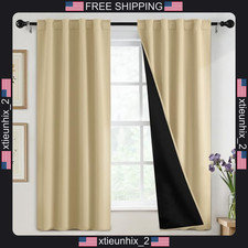 Blackout Curtains 2 Panels 40x63 Inches Room Darkening Drapes Beige
