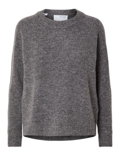Selected Femme Pullover Slflulu LS O-Neck B Noos, Strick, GrößE M, Schwarz-image