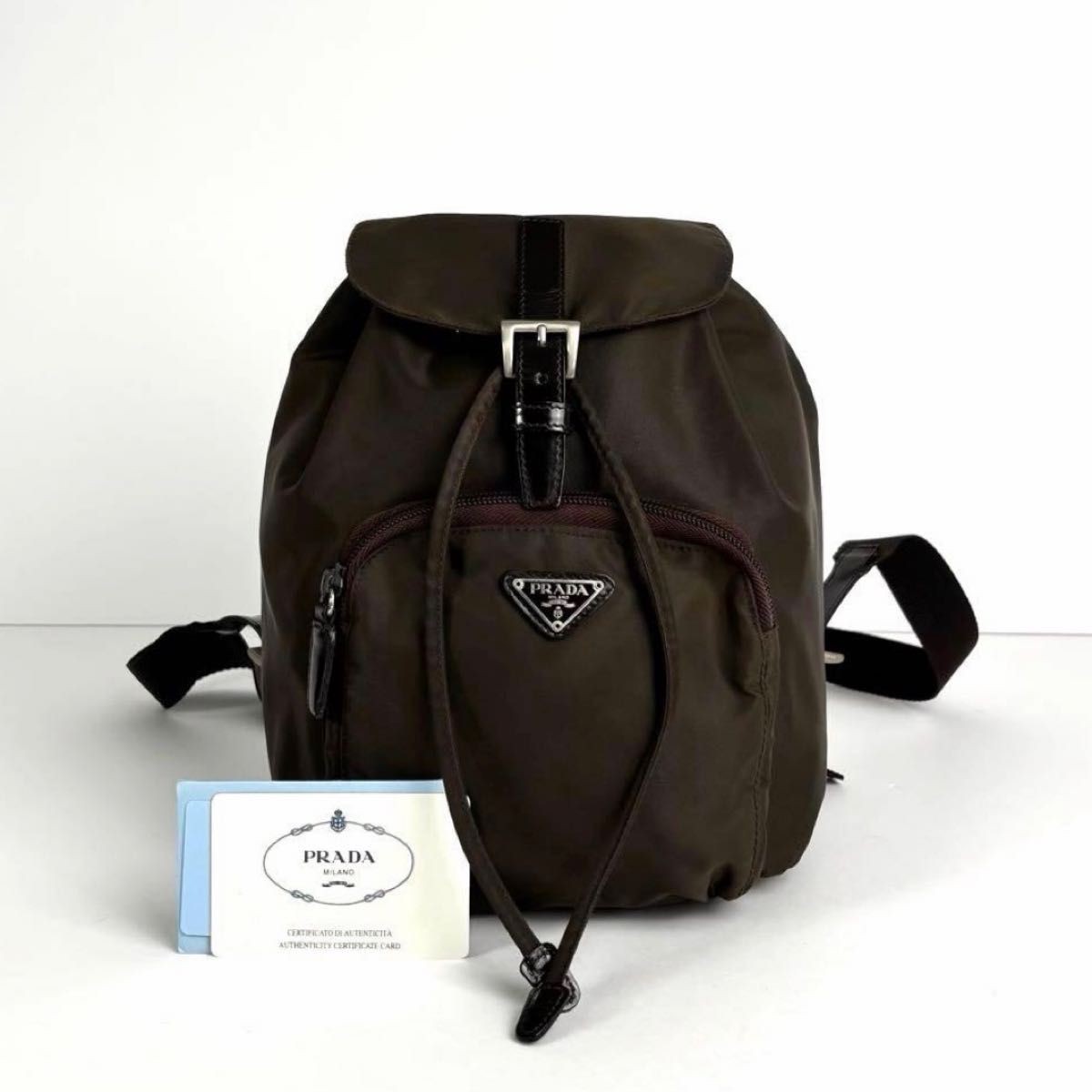 Good condition PRADA triangular logo backpack tes… - image 1