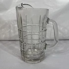 Vintage Anchor Hocking Pitcher Tartan Manchester Plaid 50oz Thick Heavy Glass