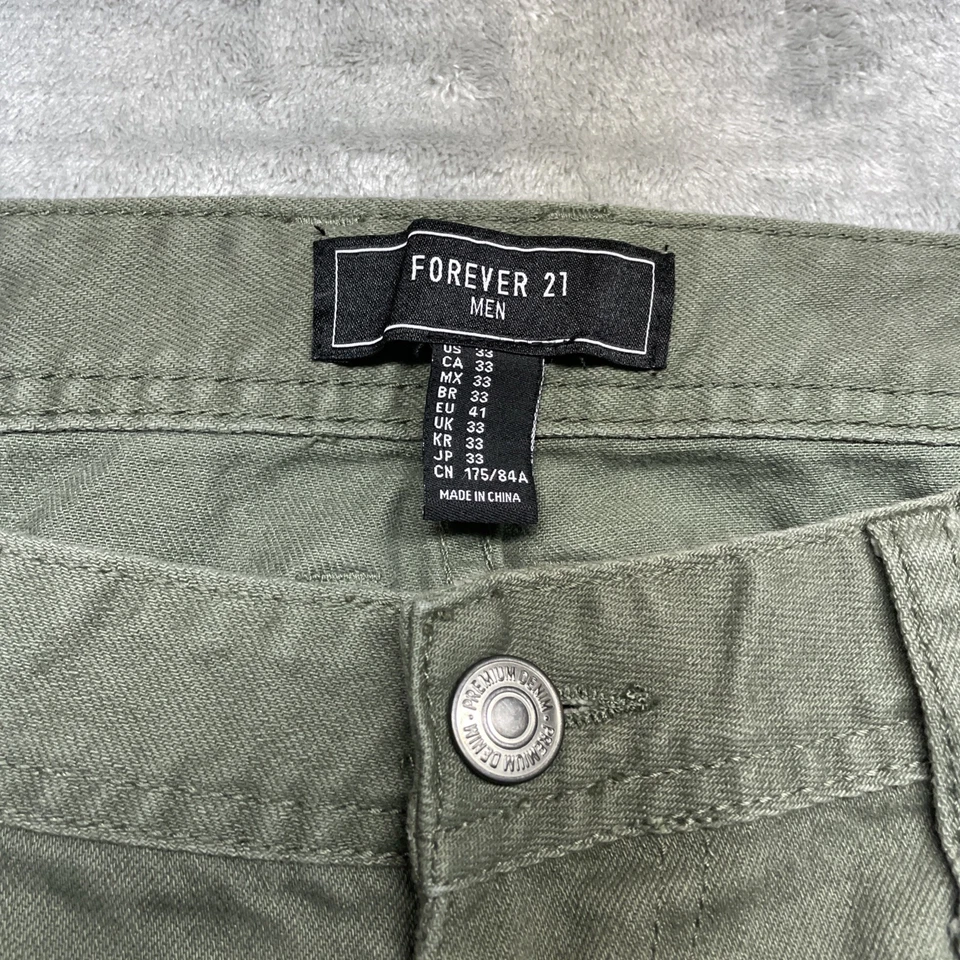 Pantalones de mezclilla Forever 21 para hombre 33 verde calce ajustado Foto 2 de 4