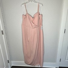 City Chic Maxi Dress Womens XL 22W Pink Sweet Drape Pleated NEW Wedding