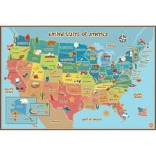 WallPops WPE0623 Kids Usa Dry Erase Map Wall Decals