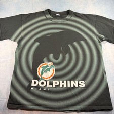 Salem Sportswear Miami Dolphins T-Shirt Mens XL Black Vtg 1993 Single Stitch USA