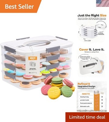 Elegant 4-Layer Stackable BPA-Free Cookie Storage Container with Handle - 12L