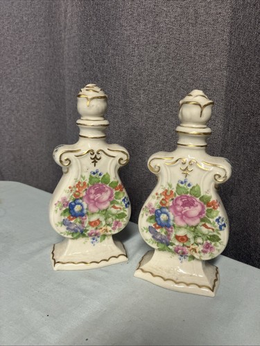 Vintage Royal China Parfum Flakon handbemalt Blumenstrauß 7" B14