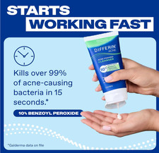 Differin Acne Face Wash, 5 Benzoyl Peroxide Daily Cleanser, 4oz  Gentle Acne