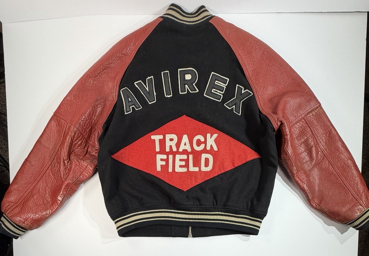 Vintage 90s Avirex Track Field Varsity Jacket Wool Leather XL USA