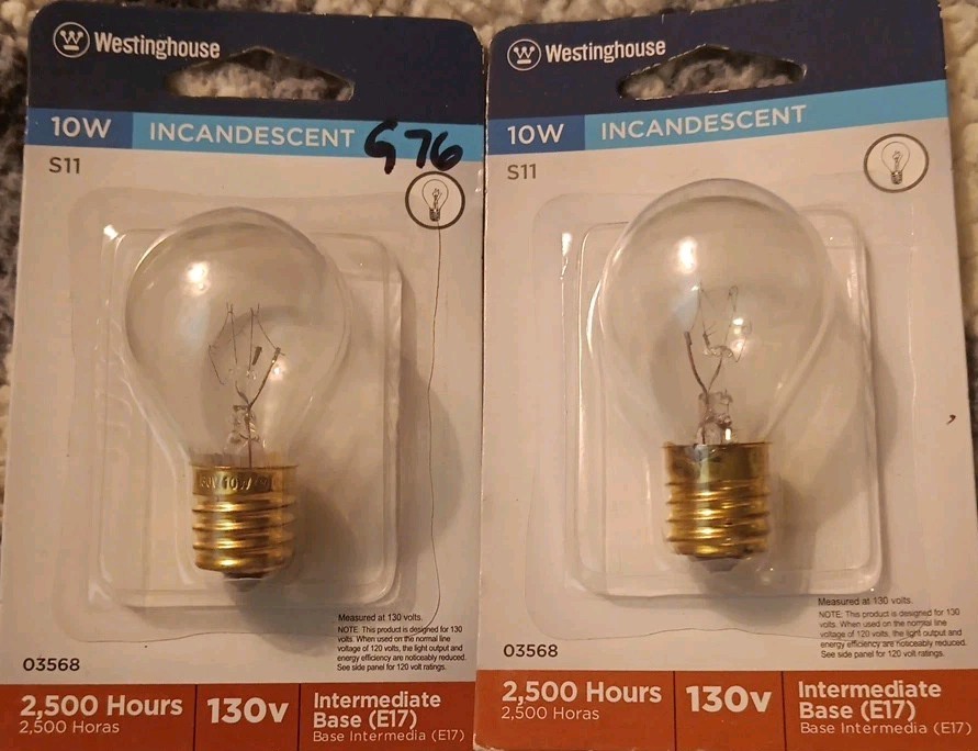 2 Westinghouse 10W Intermediate Base Lights - Perfect For Mi