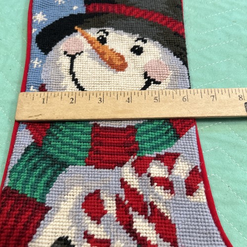 Needlepoint Christmas Stocking Large Snowman NWT - Picture 9 of 12