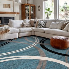 Rugshop Area Rug Modern Abstract Circles Design Rugs for Living Room Blue 6X9