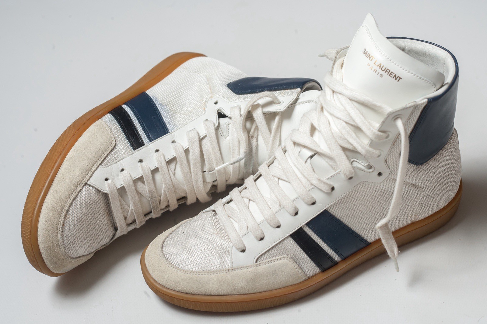 SAINT LAURENT SL 330274 Sneakers alte uomo pelle bianca taglia EU 41 US 8