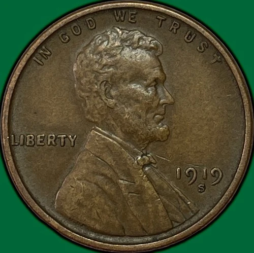 1919-S Lincoln Wheat Cent Almost Uncirculated AU Coin #36827
