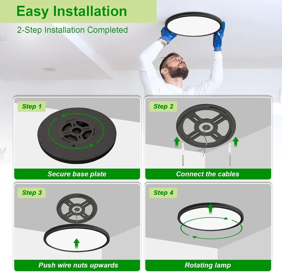 6 Pack 3200lm LED Flush Mount Ceiling Light 12 Inch 5CCT Adjustable Super Slim 0 - Image 4 of 4