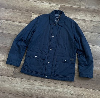 Men's Gant Hill Quilted Jacket Coat Size L Large Blue Casual Outerwear