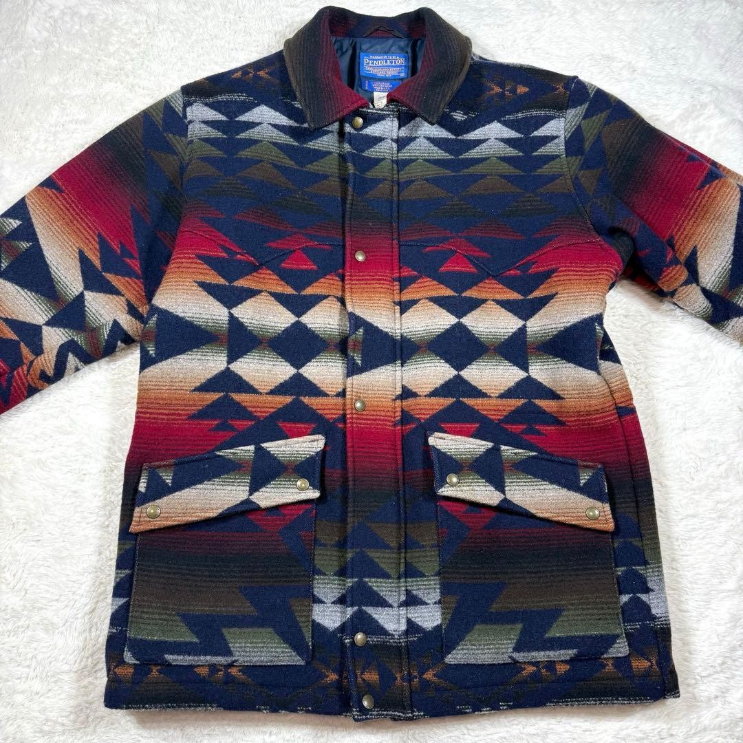Pendleton Wool Coat M Native Orteg Pattern 3M Thi… - image 2