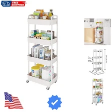 4-Tier Storage Carts,Multifunction Utility Rolling Cart Kitchen Storage Organ...