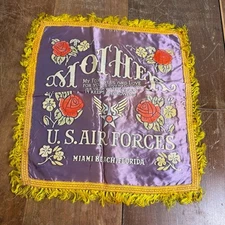 United States Air Forces Miami Beach Florida MOTHER WWII Satin Pillow case