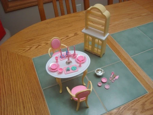 Vintage 1996 Barbie Mattel Dining Room Set & Accessories