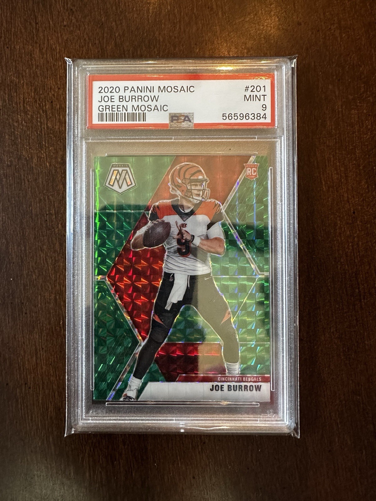 2020 Panini Mosaic Joe Burrow RC Prizm Green Rookie #261 PSA 10 GM *Read* view 3