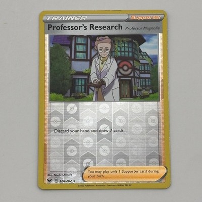 Professor's Research (Professor Magnolia) 178/202 Holo Pokemon Reverse Holo LP