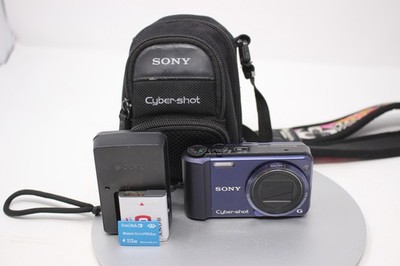 Sony Cyber-Shot DSC-H70 16.1MP Camera Blue W/ Battery Charger Bag & Memory Card