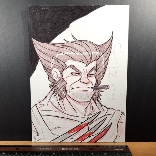 5-10-26 .0418. original 8x12 edson eike hand drawn 1/1 art of wolverine