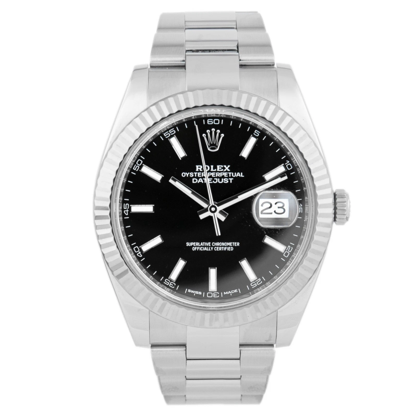 Rolex Datejust 41 Stainless Steel Fluted Oyster Black Dial 41mm 126334 Full Set