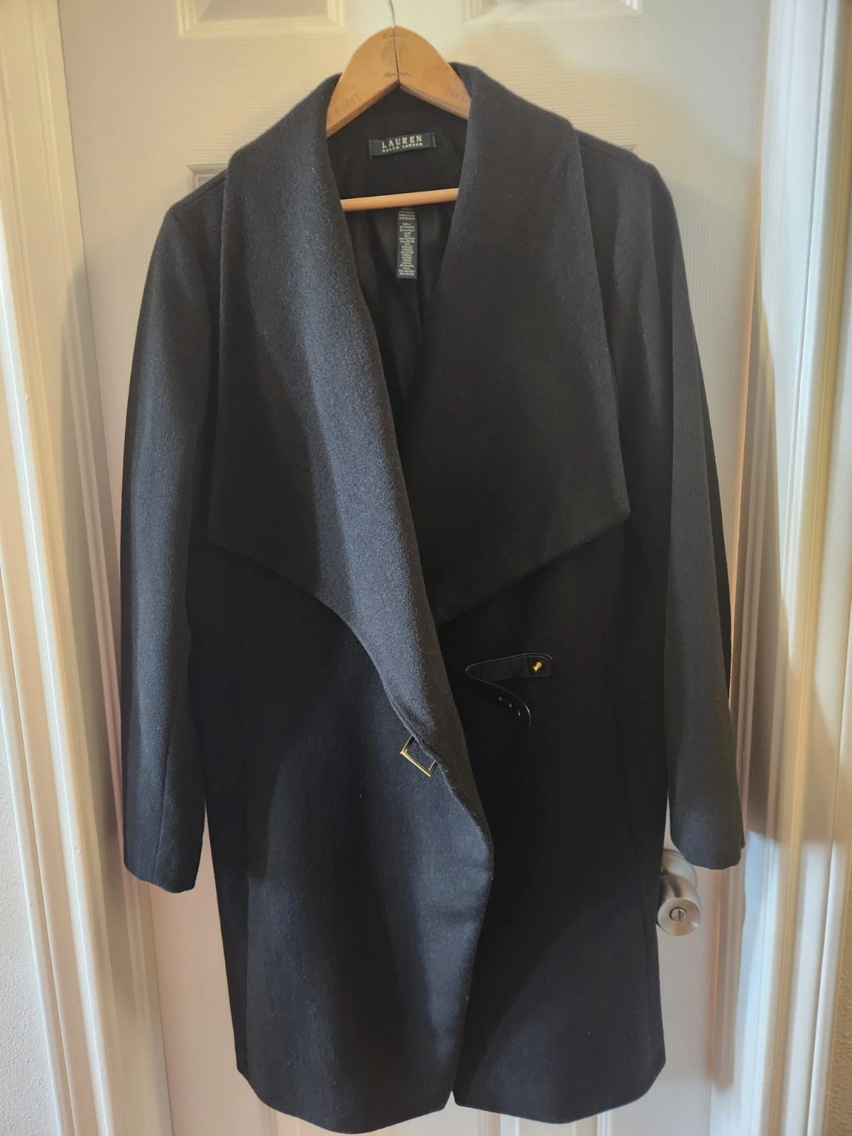 Lauren Ralph Lauren 3/4 Length Coat Womens 12 Black Wool EUC