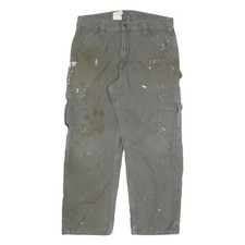 CARHARTT Mens Cotton Blend Relaxed Cargo Trousers W34 L27 Workwear Utility Zip