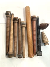 Wood Bobbins Spools Industrial Style 3"-10" Wooden Quills Mixed Lot-10