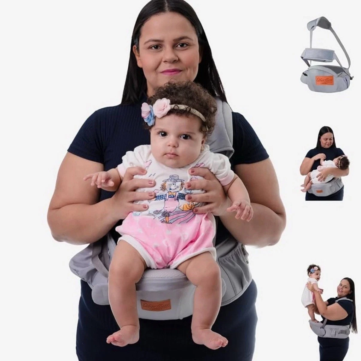 Überfluss Baby Hip Carrier - Effortless Hands-Free Adjustable Fit 8-45lbs