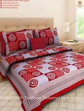 Modern Desginer Geometric Printed Cotton Double Bed Sheet With 2 Pillow Cover