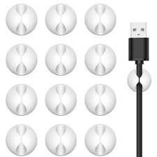 Cord Holder Cable Clips, 12PCS Black Self-Adhesive Wire Management White
