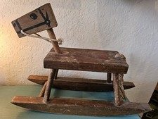 Antique Cornwall Danish Style Wooden Rocking Horse W/Rope Reins Tail-Very Good