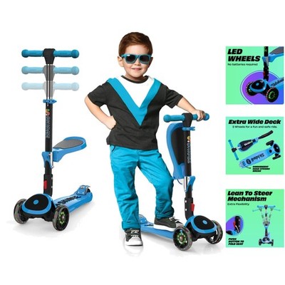 Lightweight 3-Wheel Foldable Scooter with Adjustable Height & Light-Up Wheels