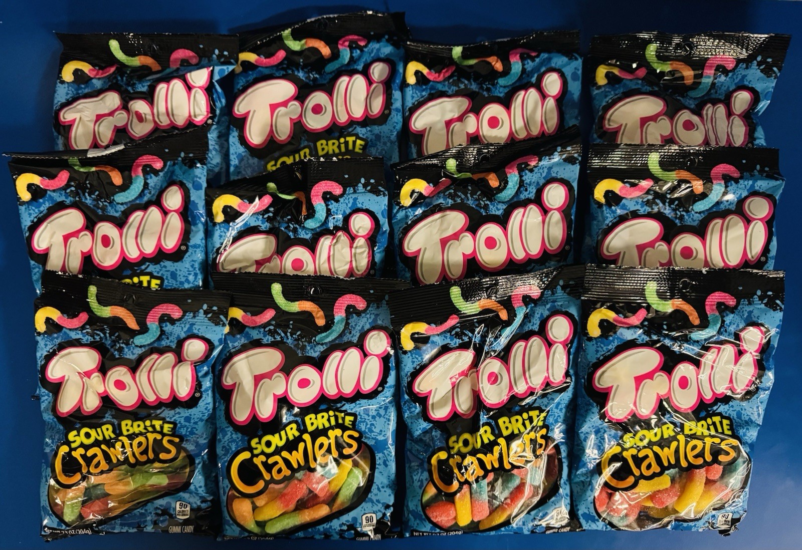 (12) Trolli Sour Brite Crawlers Original Gummy Worms, 7.2oz. Bulk, Lot,BB: 01/27