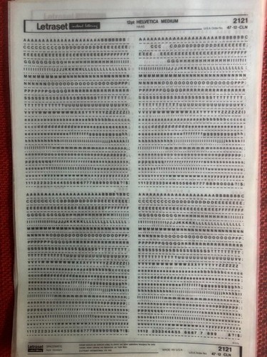 Four Letraset INSTANT LETTERING Transfer 12pt Helvetica Medium 5