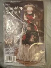 Doll Kit Mini Mop Christmas Mom  8” High Cat Apron