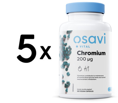 5 x Osavi Chromium, 200mcg - 120 vegan caps (58,32 EUR/kg)