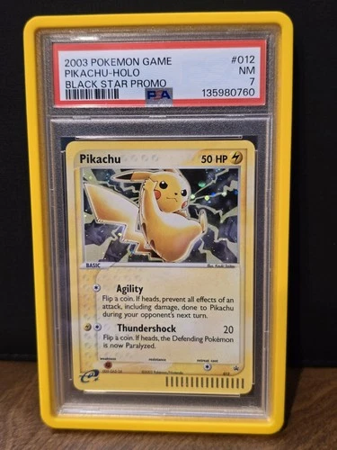 2003 Pokemon Game Pikachu Black Star Promo #012 Holo PSA 7 NM