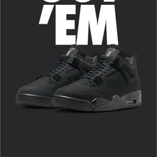 Jordan Air Jordan 4 Retro Black Cat Black Nubuck Men's Mid Top Sneakers