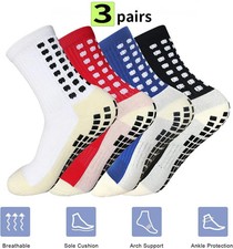 3 Pair Sport Socks Anti Slip W/ Grip Soccer Men Football Basketball Sock Premium