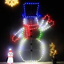 5FT 195 LED Christmas Snowman Light, Light up Snowman Neon Sign Animated Chri...