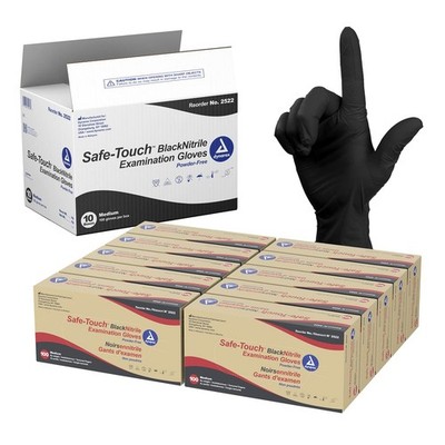Dynarex Safe-Touch Black Disposable Nitrile Exam Gloves Powder-Free Used In