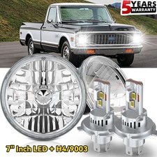 7 Inch Led Glass Headlight Round Original Classic Look Conversion Chrome Pair 7 Inch Led Glass Headlight Round Original Classic Look Conversion Chrome Pair
