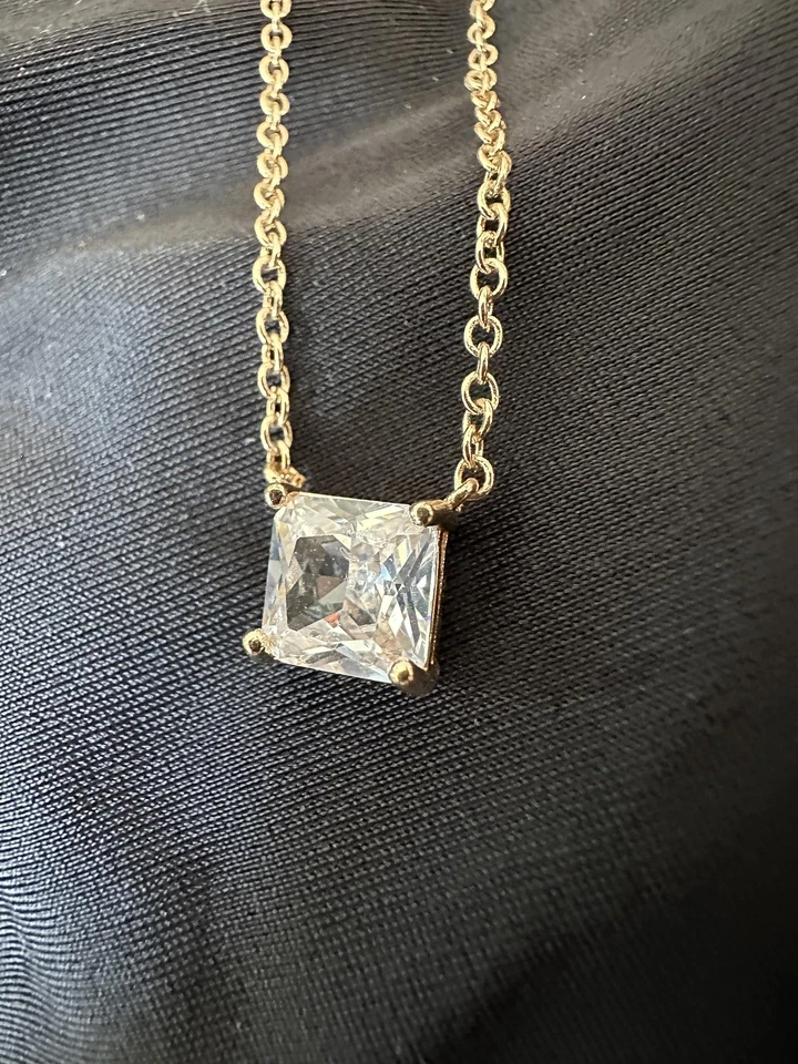Kenneth Jay Lane CZ Layered Station Necklace Gold Cubic Zirconia Crystal 18 Inch - Image 3 of 4